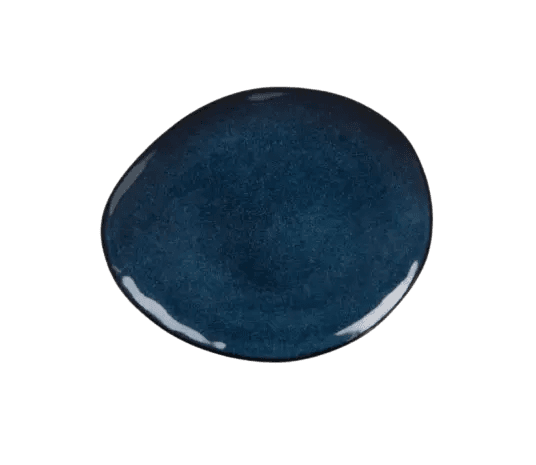 Assiette en grès bleu pétrole